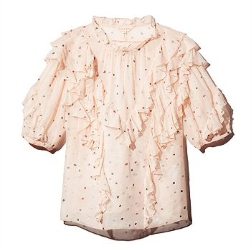 Rebecca Taylor Glitter Gem Silk Top Parfait